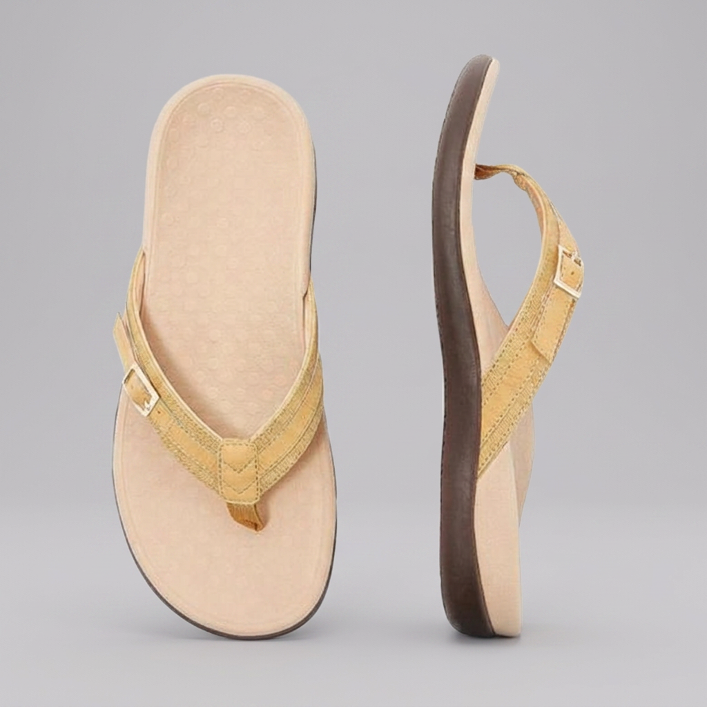 Constance - Cushioned Toe Post Sandals — Yellow
