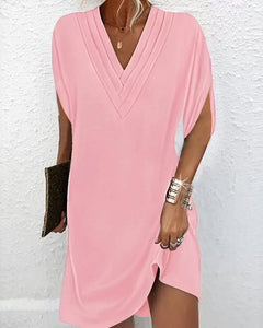 Mara - V Neck Shift Dress — Pink