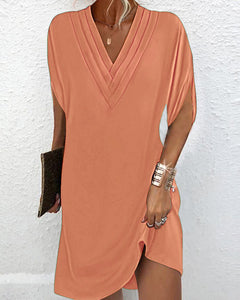 Mara - V Neck Shift Dress — Orange