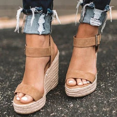 Henrietta - Espadrille Platform Wedges — Brown