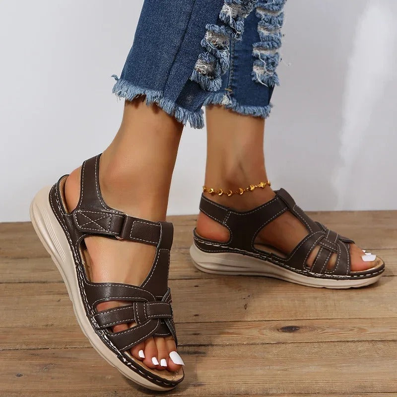 Iris - Leather Cross Strap Sandals