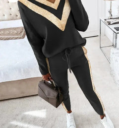 Seraphina - Chevron Trim Tracksuit — Zwart