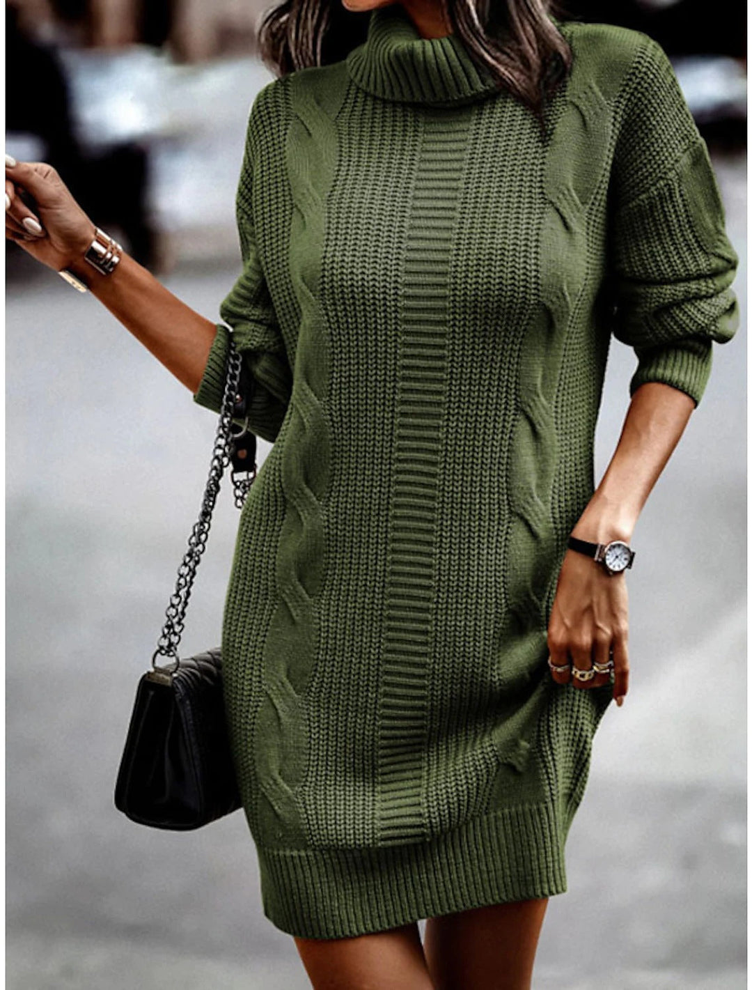Fernanda - Cable Knit Jumper Dress