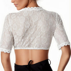 Prudence - White Lace Crop Top