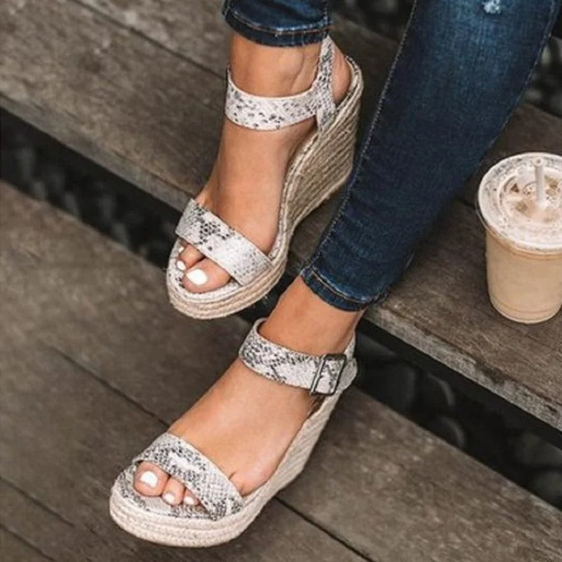 Henrietta - Espadrille Platform Wedges — Silver