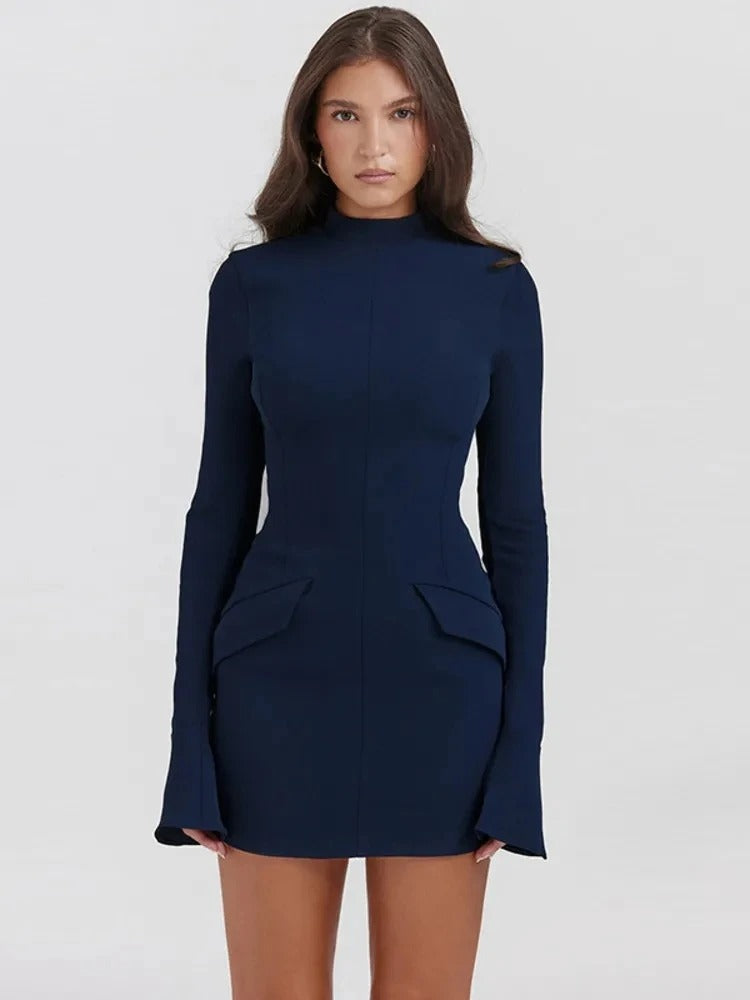 Amelia - Knit High Neck Mini Dress
