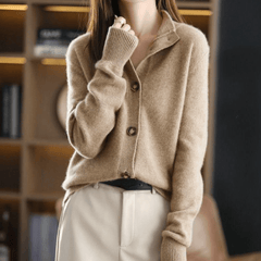 Vivienne - Fluffy Button Cardigan — Khaki