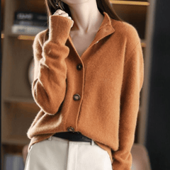 Vivienne - Fluffy Button Cardigan — Orange