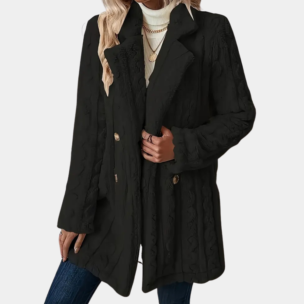 Alexis - Cable Knit Coat — Black