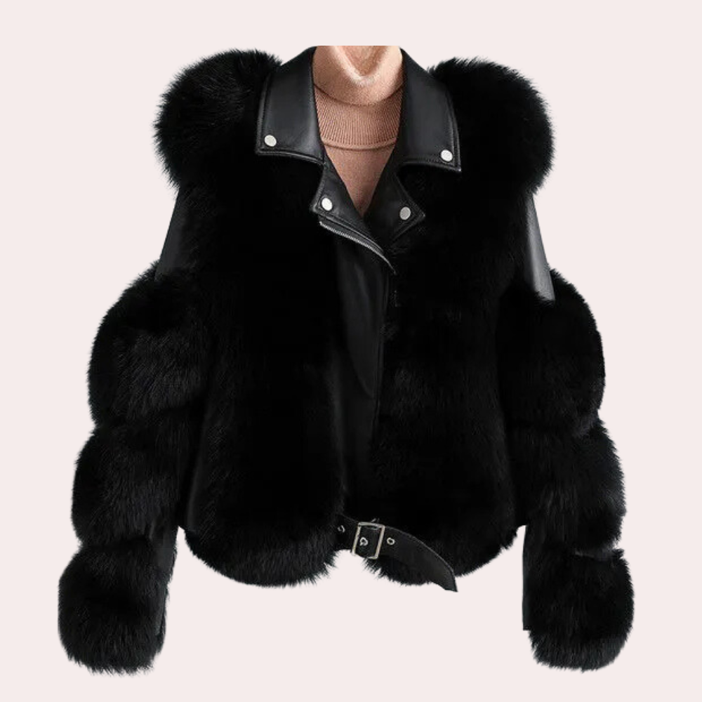 Emerson - Cropped Faux Fur Jacket — Black
