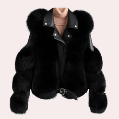 Emerson - Cropped Faux Fur Jacket — Black