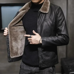 Rodney - Fur Lined Leather Jacket — Black