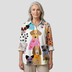 Alexandra - Cartoon Dog Print Shirt