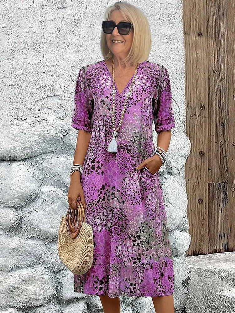 Merridy - Patchwork Floral Cotton Midi Dress