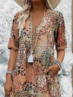 Merridy - Patchwork Floral Cotton Midi Dress