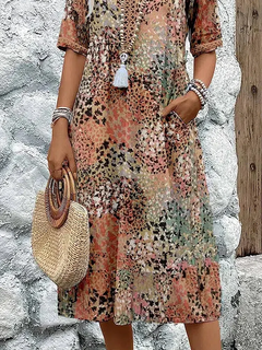 Merridy - Patchwork Floral Cotton Midi Dress