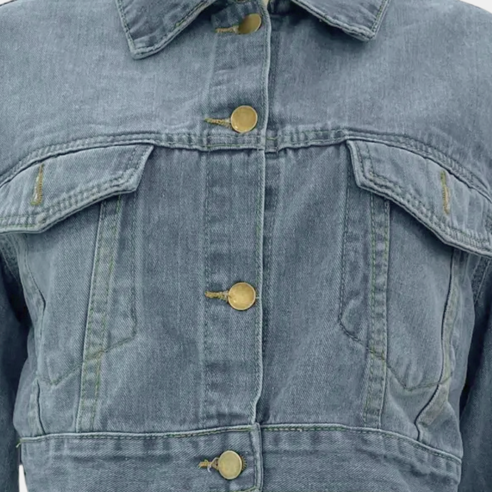 Therese - Cropped Denim Jacket with Fringe