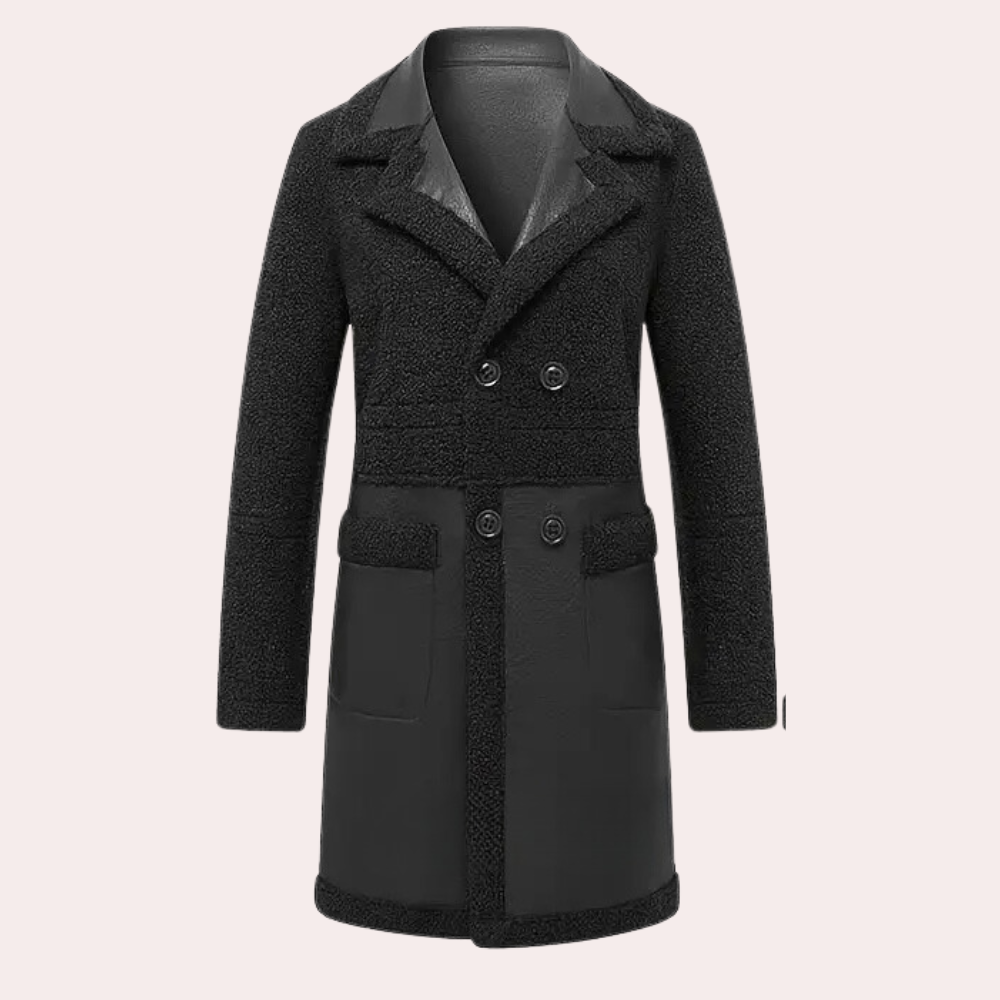 Eloise - Shearling Long Coat — Black
