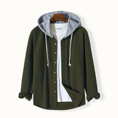 Clarissa - Waffle Hooded Overshirt — Olive Green