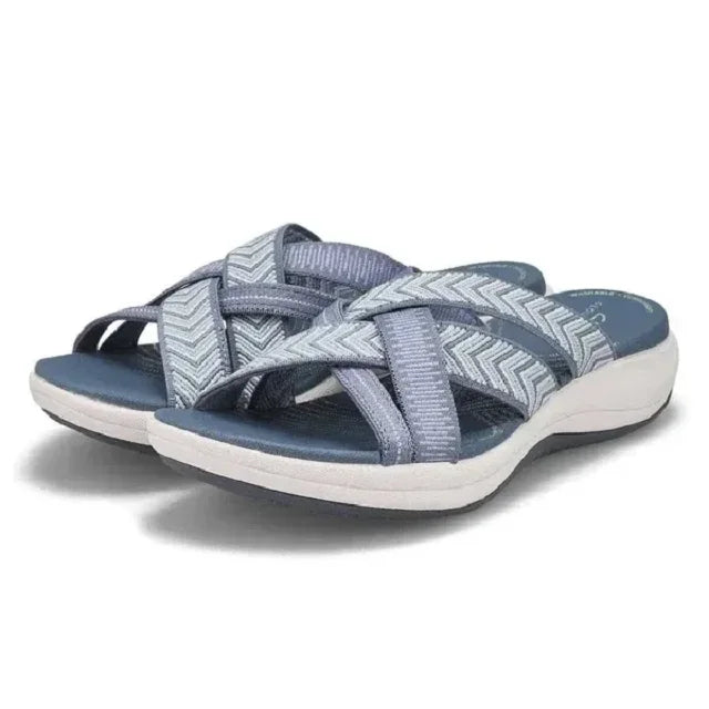 Charmaine - Woven Cross Strap Sandals — Blue