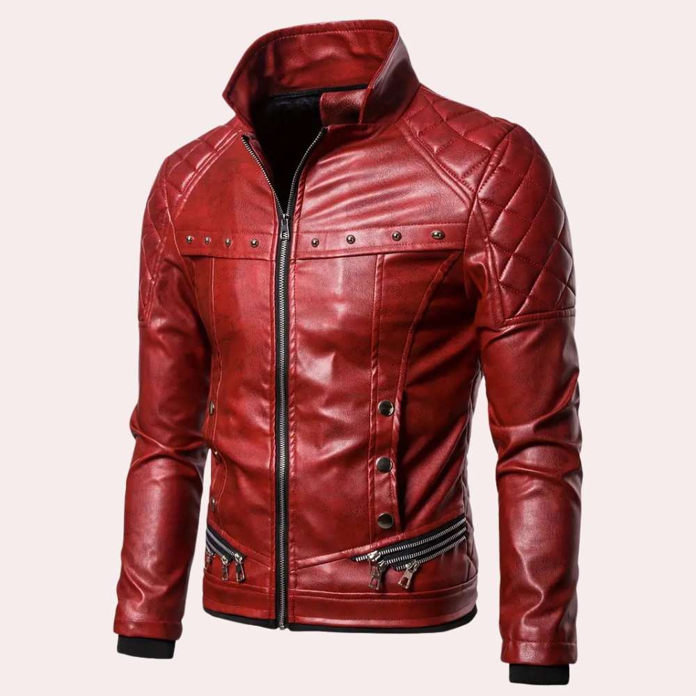 Sylvester - Leather Jacket with Fur Collar