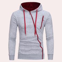 Chandler - Zip Hoodie with Contrast Cord — Grey