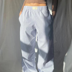 Samantha - Ribbed Lounge Joggers — Light blue