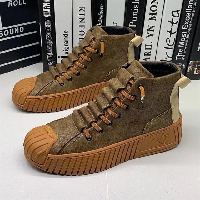 Jillian - High Top Canvas Sneakers — Brown