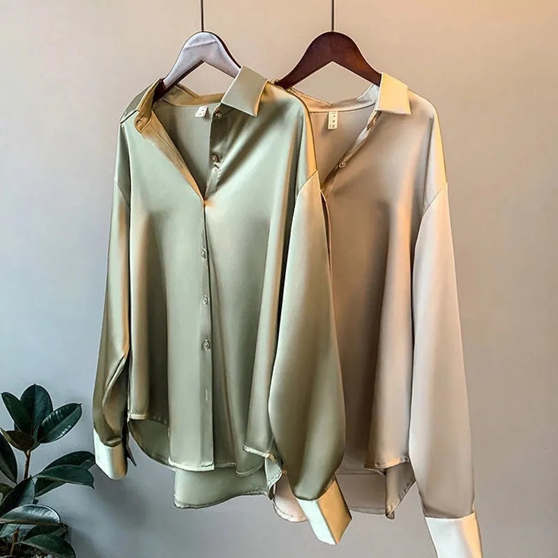 Rhiannon - Satin Colour Block Shirt