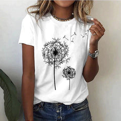 Angelina - Dandelion Print Tee — White