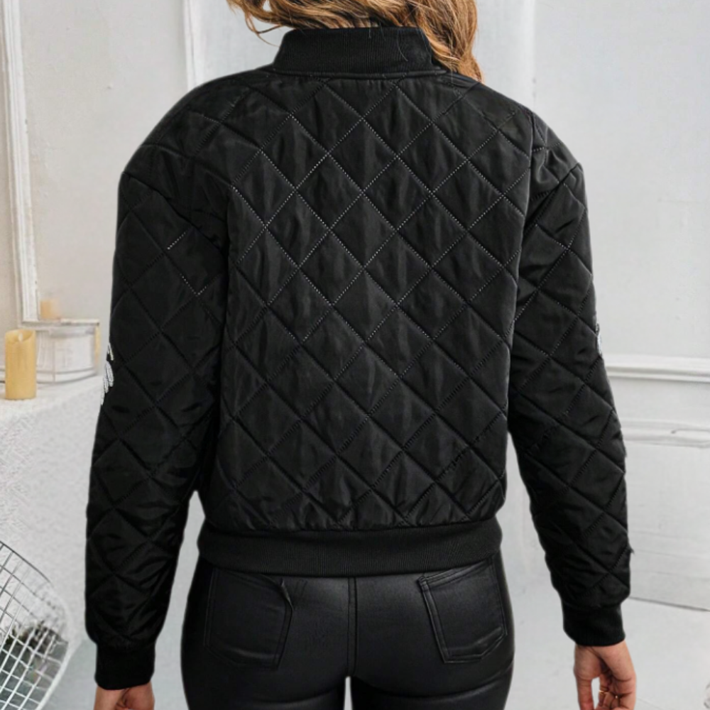 Zelda - Quilted Bomber with Sequin Sleeves