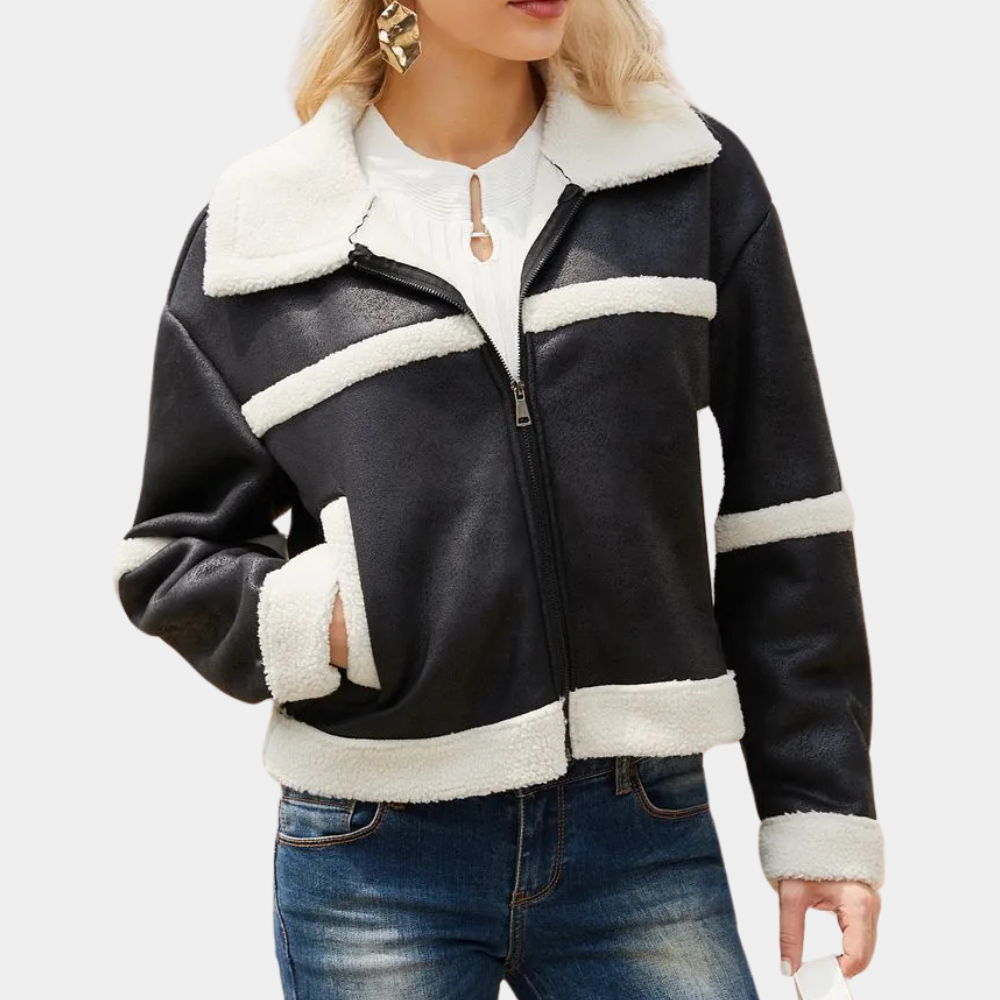 Phyllis - Sherpa Colour Block Jacket