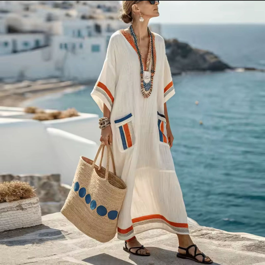 Maelys - Tangerine Stripe Kaftan