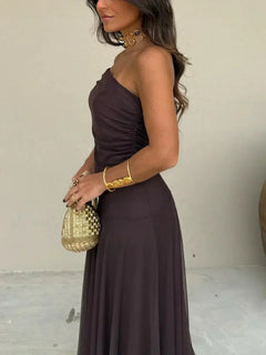 Virginia - Chiffon Off Shoulder Maxi Dress