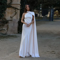 Josephine - One Shoulder Draped Maxi Dress — White