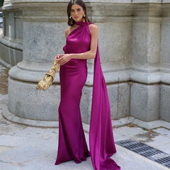 Josephine - One Shoulder Draped Maxi Dress — Purple