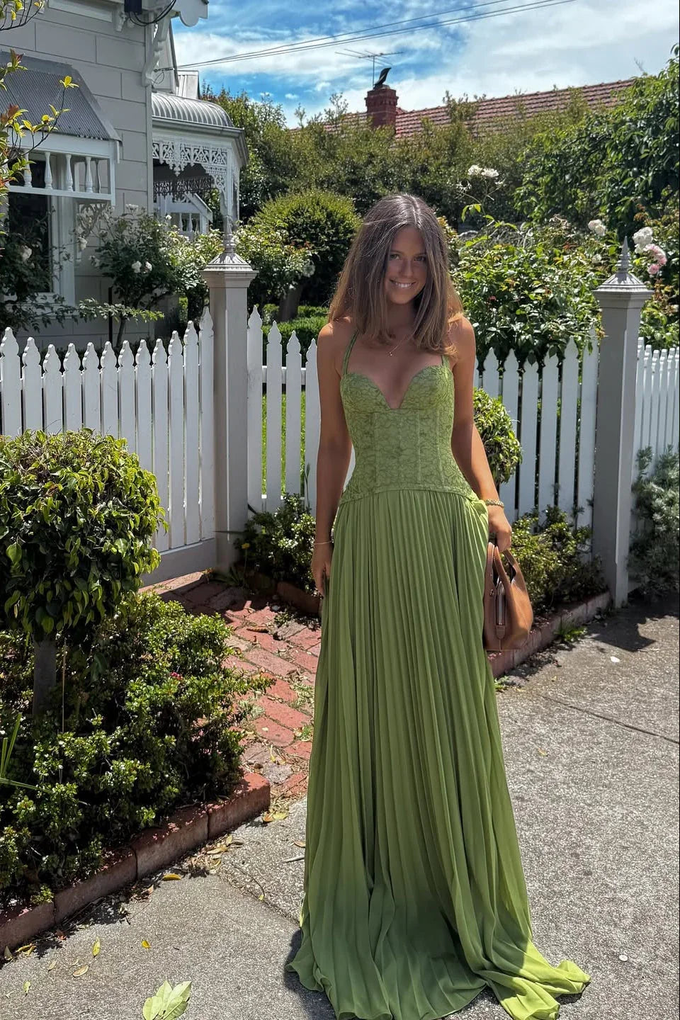 Henrietta - Olive Green Flowing Maxi Dress