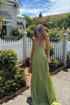 Henrietta - Olive Green Flowing Maxi Dress