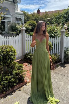 Henrietta - Olive Green Flowing Maxi Dress