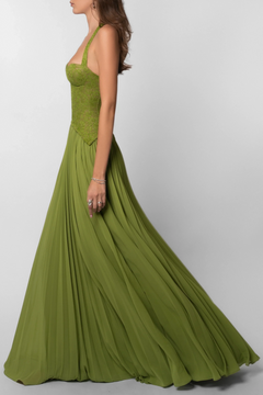 Henrietta - Olive Green Flowing Maxi Dress