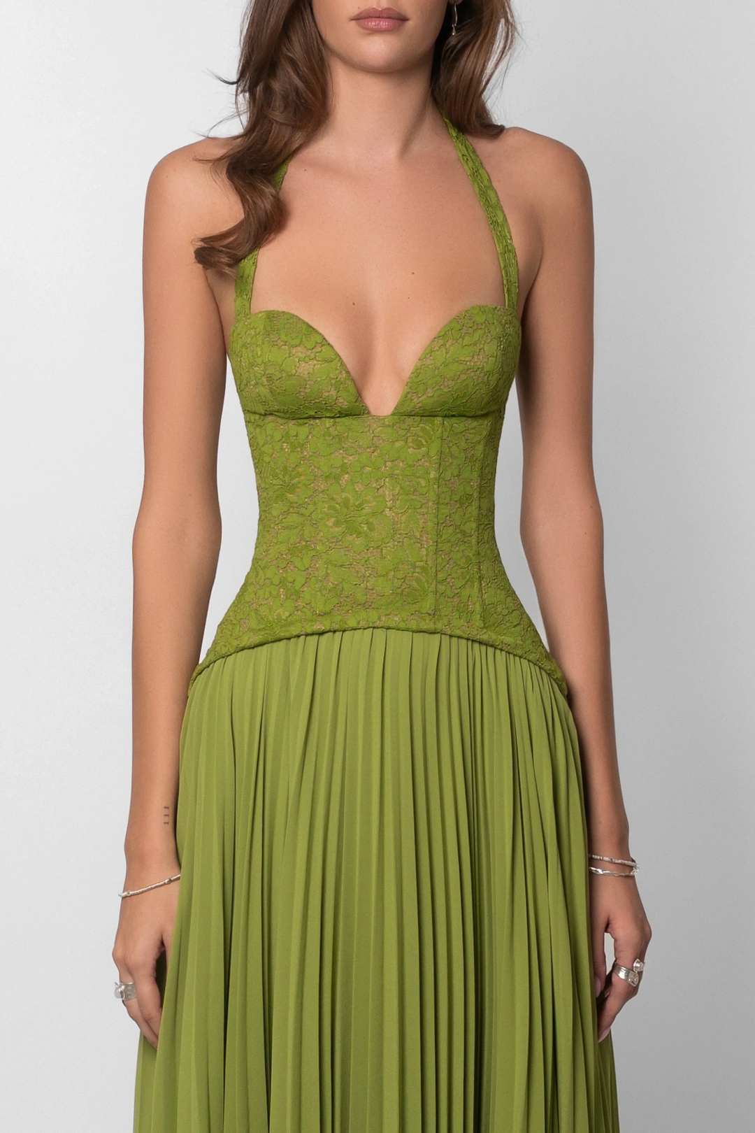 Henrietta - Olive Green Flowing Maxi Dress