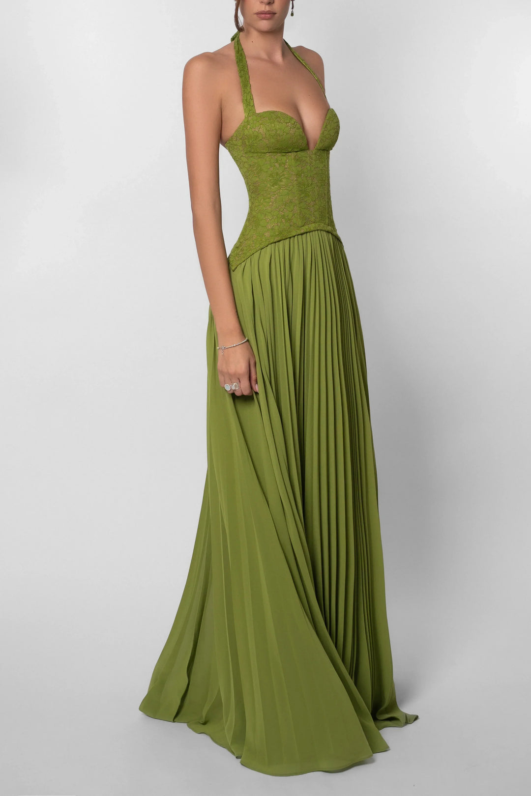 Henrietta - Olive Green Flowing Maxi Dress