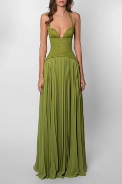 Henrietta - Olive Green Flowing Maxi Dress