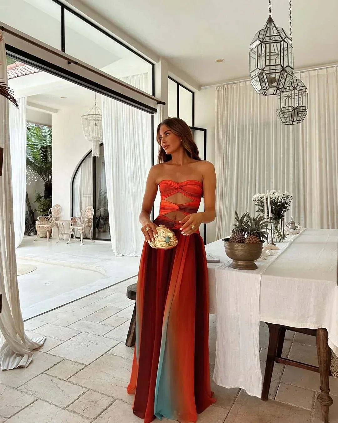Jacqueline - Two Tone Strapless Maxi Dress