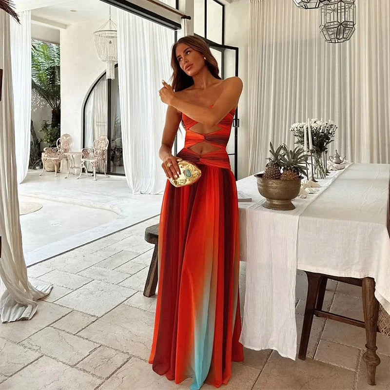 Jacqueline - Two Tone Strapless Maxi Dress