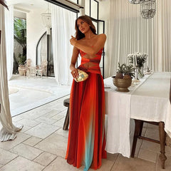 Jacqueline - Two Tone Strapless Maxi Dress