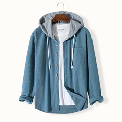 Clarissa - Waffle Hooded Overshirt — Royal Blue
