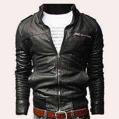 Cormac - Leather Biker Jacket — Black