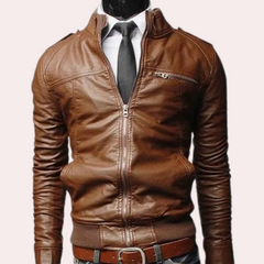 Cormac - Leather Biker Jacket — Light brown