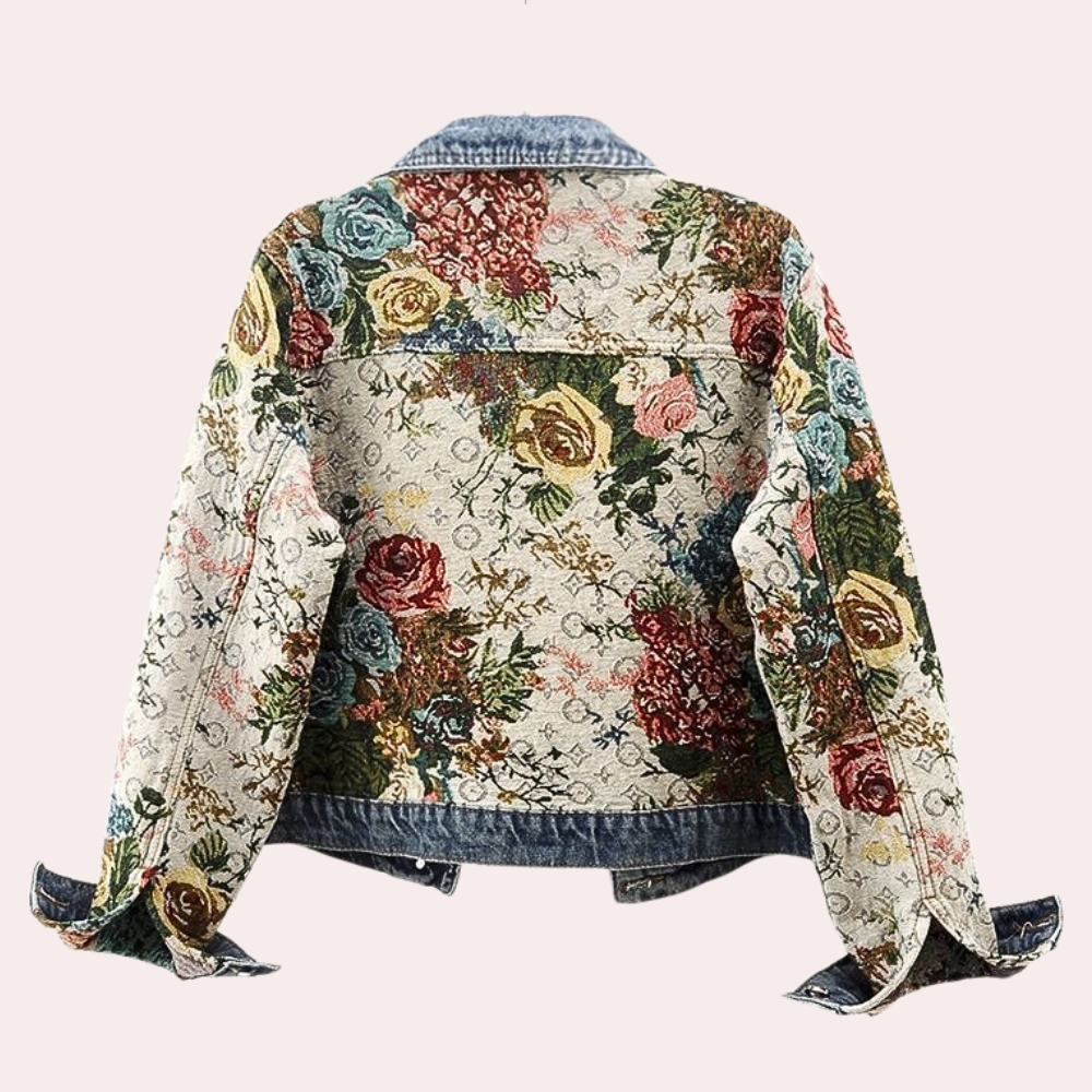 Rhiannon - Denim Jacket with Floral Panels